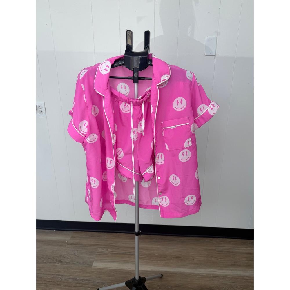 Buddy Love Pajama Set Womens XL Pink Excellent Smiley Face Lightning Aurora-30